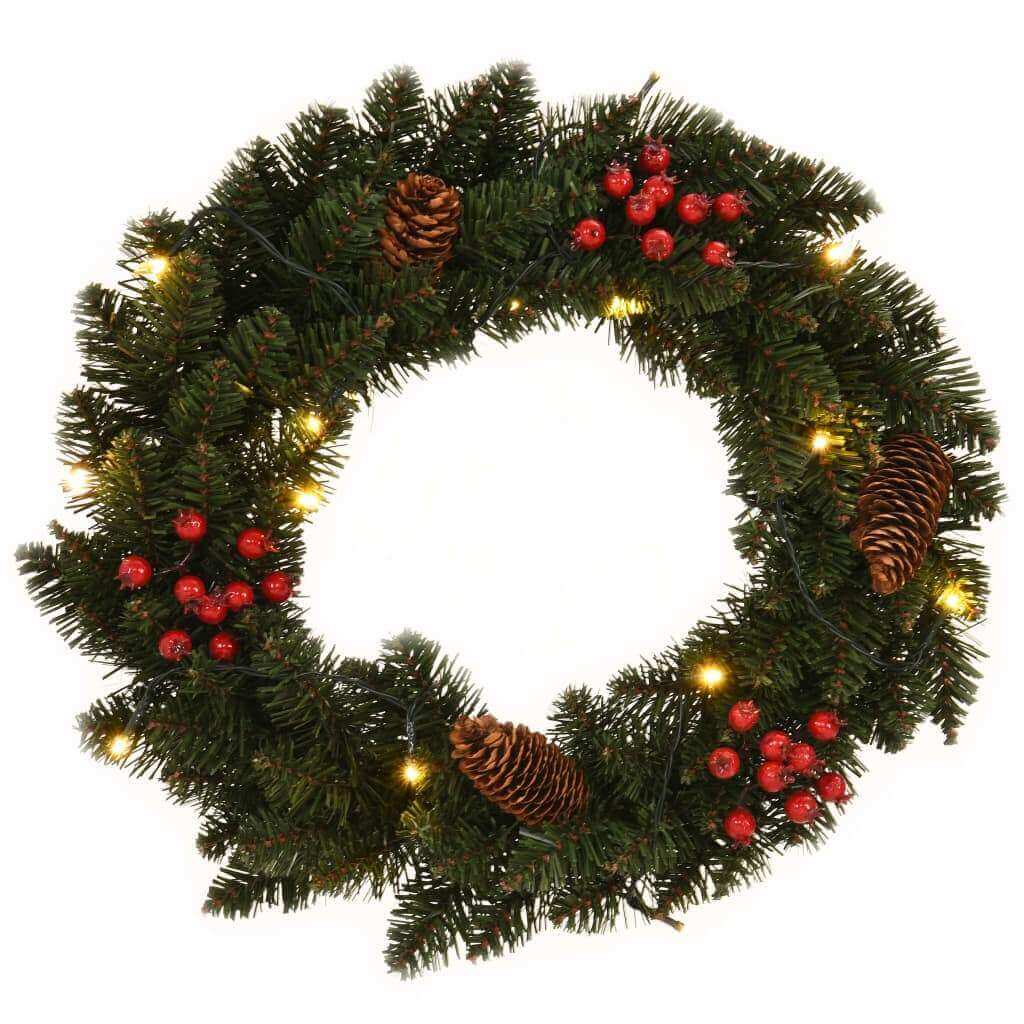 17.7" Christmas Wreaths with Decorations, 2Pcs. Green - Hearth Home & Living