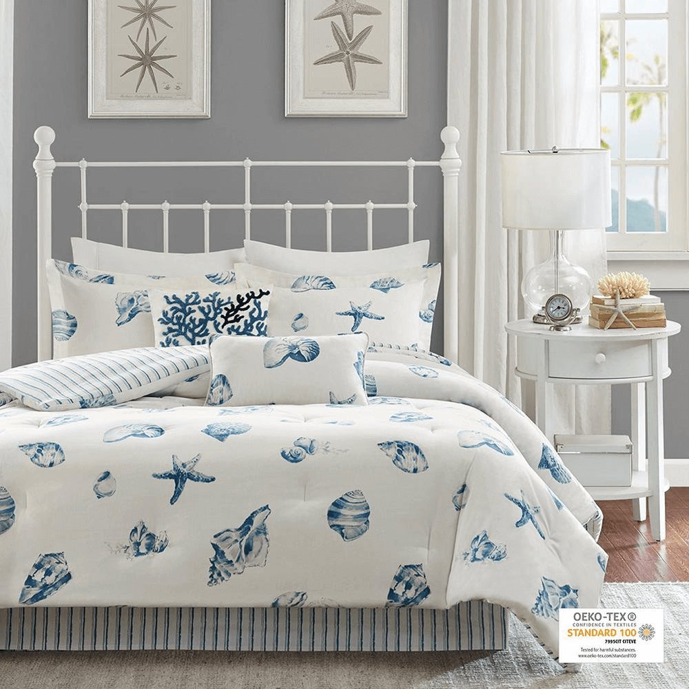 Casual Beach House Comforter Set - Shell Pattern Bedding - Hearth Home & Living