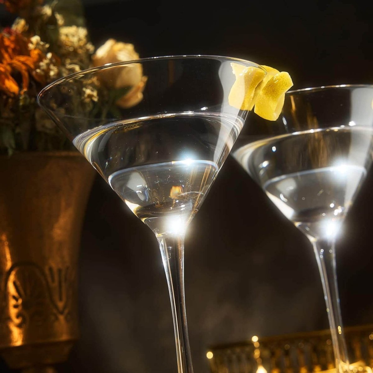 Crystal Martini Glass Set with Bar Spoon - Set of 4 - Hearth Home & Living