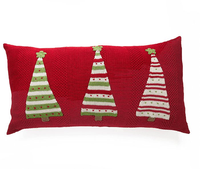 Handmade Artisan Three Striped Tree Christmas Lumbar Pillow - Hearth Home & Living