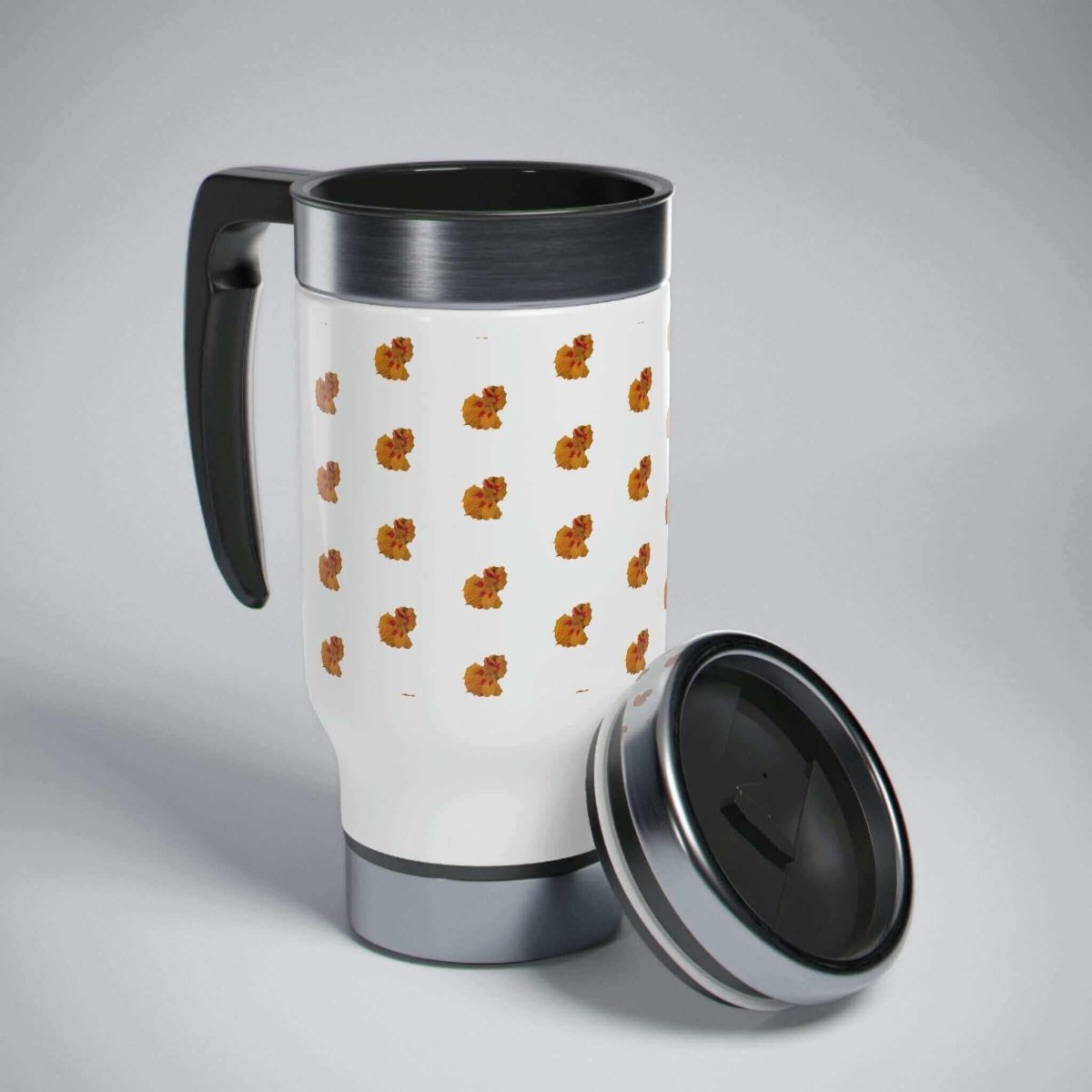 Orange & White Floral Travel Mug with Handle, 14oz. - Hearth Home & Living