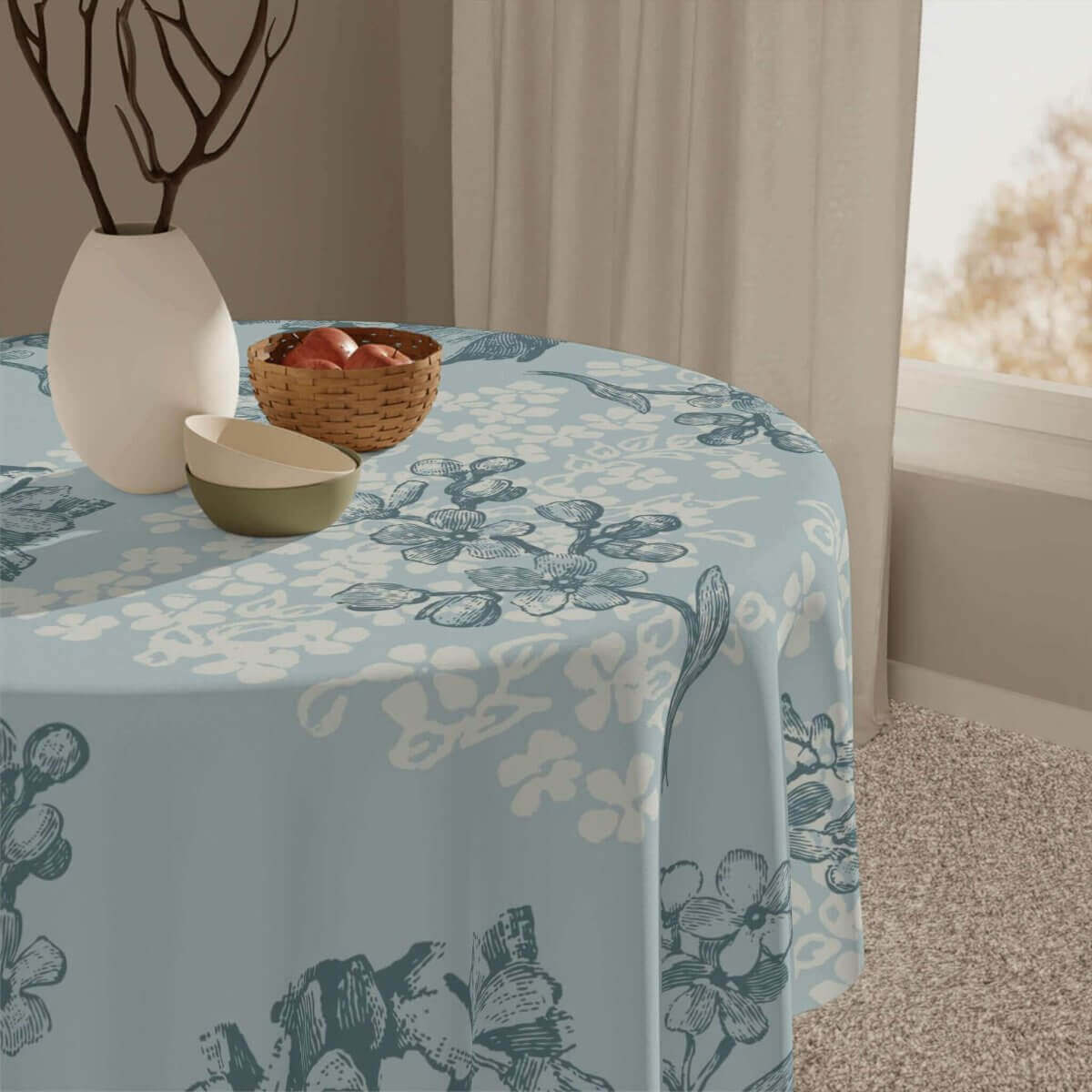 Square Tablecloth - Light Blue floral - Hearth Home & Living