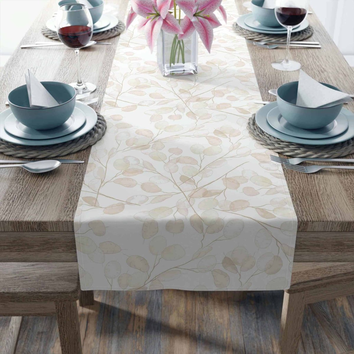 Table Runner 16" x 72" (Cotton, Poly) - Lunaria - Hearth Home & Living