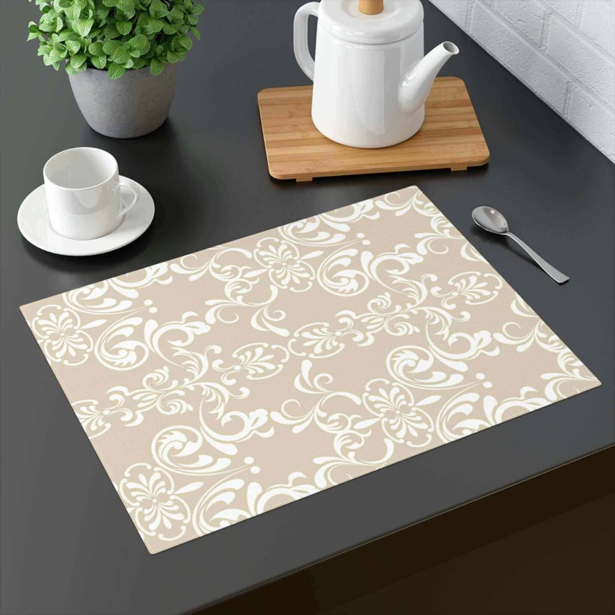 White & Tan Floral Patterned Placemat, 1pc - Hearth Home & Living