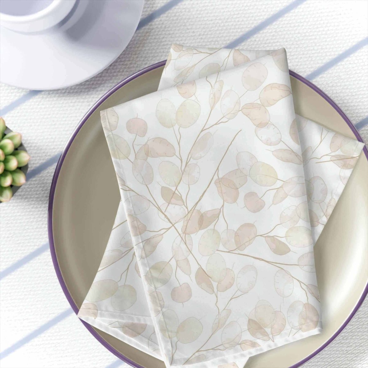 White & Tan Lunaria Floral 4 Pc. Napkins set - Hearth Home & Living