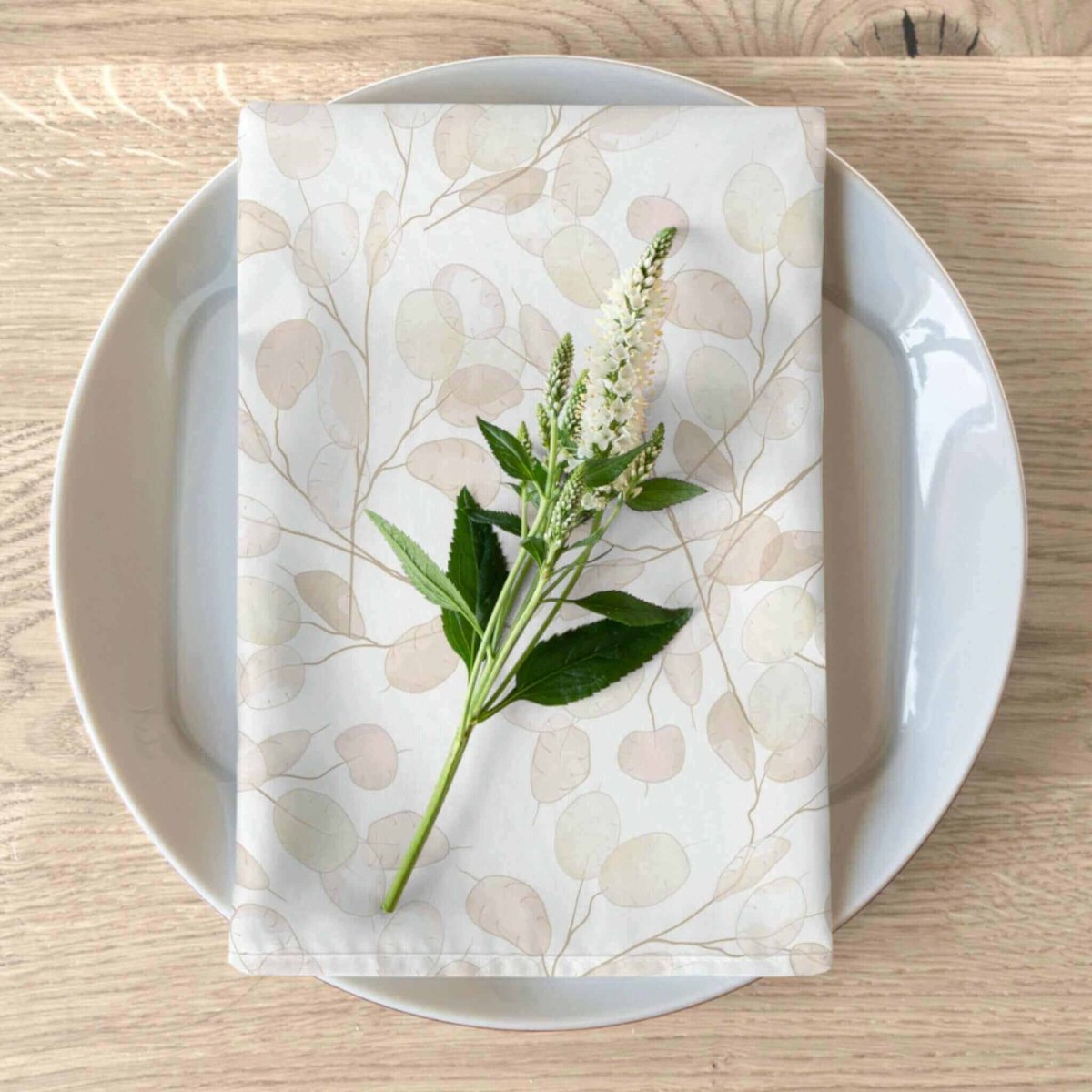 White & Tan Lunaria Floral 4 Pc. Napkins set - Hearth Home & Living