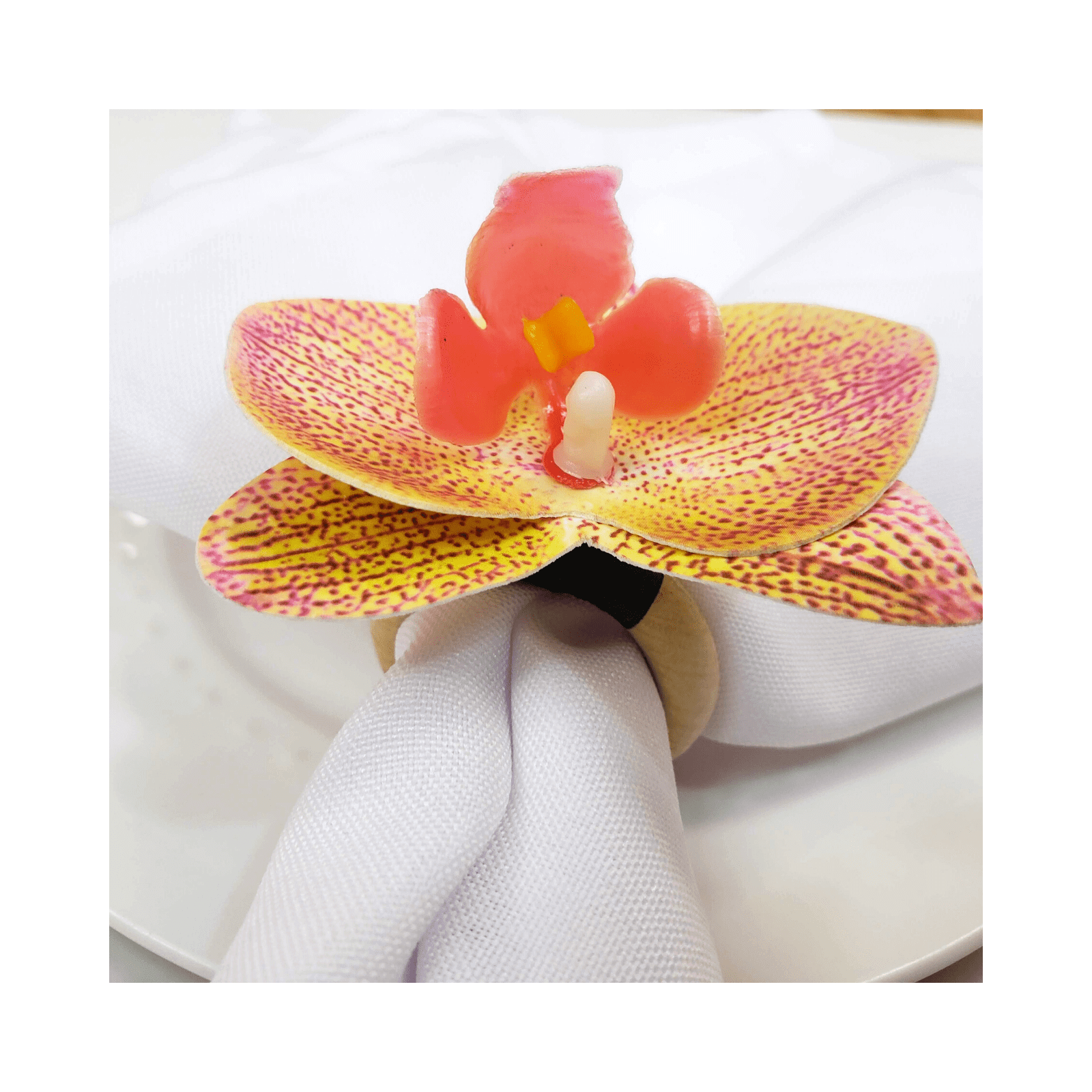 Yellow Orchid Napkin Rings - 3