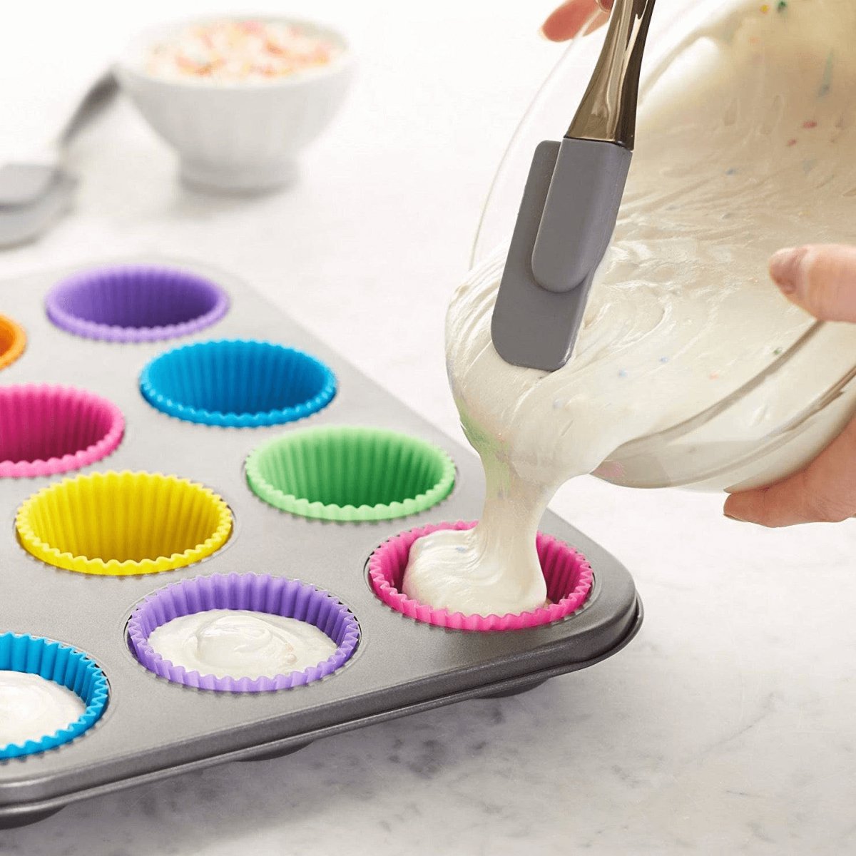 12 - Pack Silicone Baking Cups | Eco - Friendly & Colorful - Hearth Home & Living