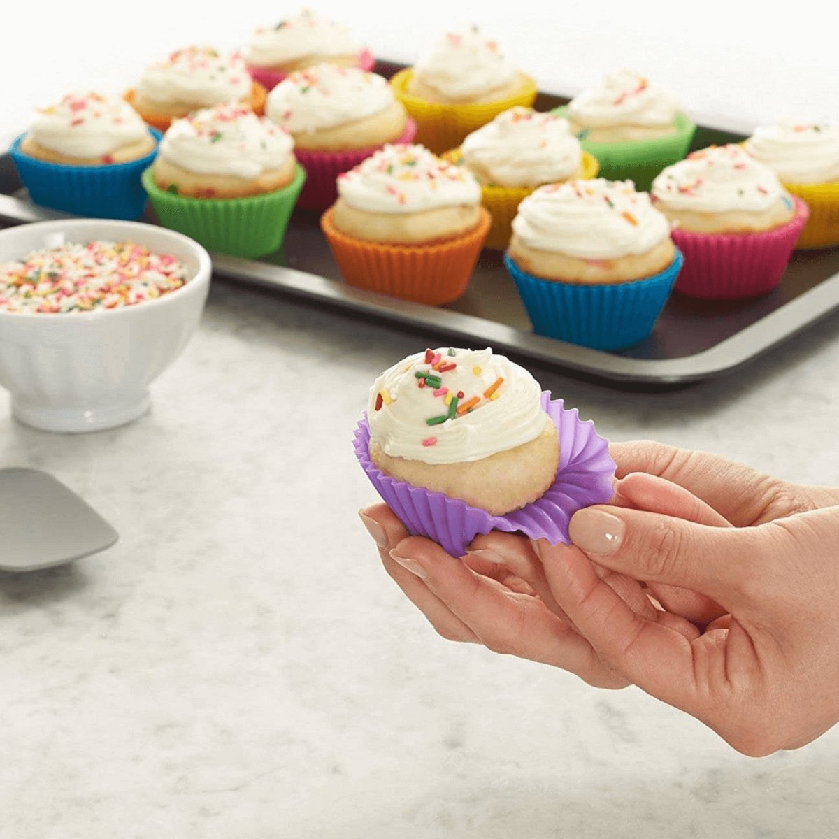 12 - Pack Silicone Baking Cups | Eco - Friendly & Colorful - Hearth Home & Living