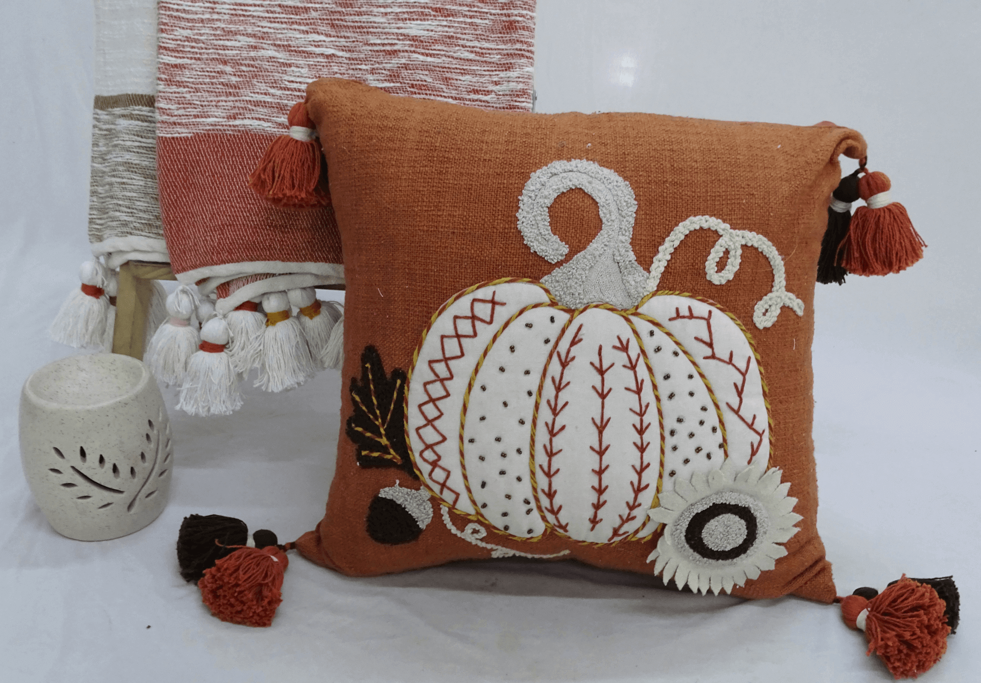 Fall Pumpkin Throw Pillow-1