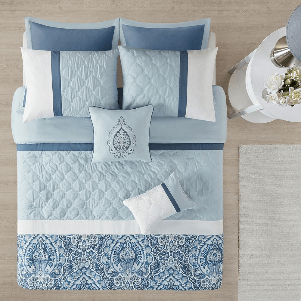 8 Piece Blue Comforter Set - 4