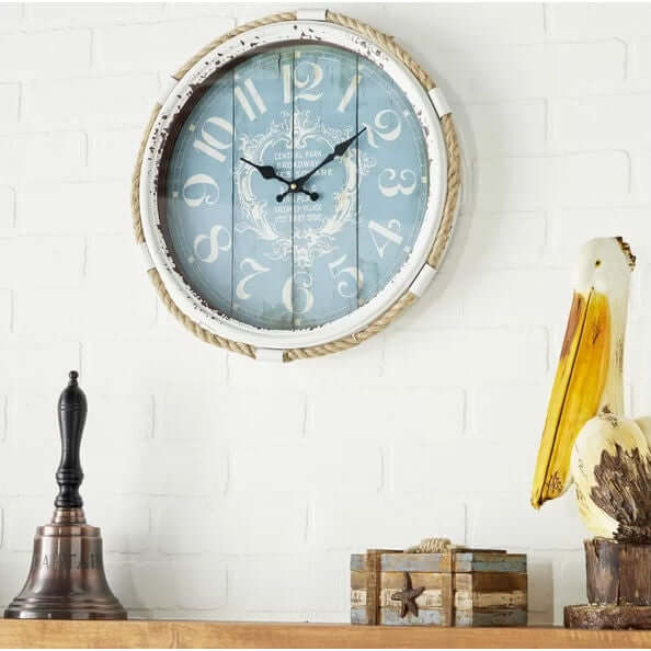 17 - inch Nautical Blue Vintage Style Wall Clock - Hearth Home & Living