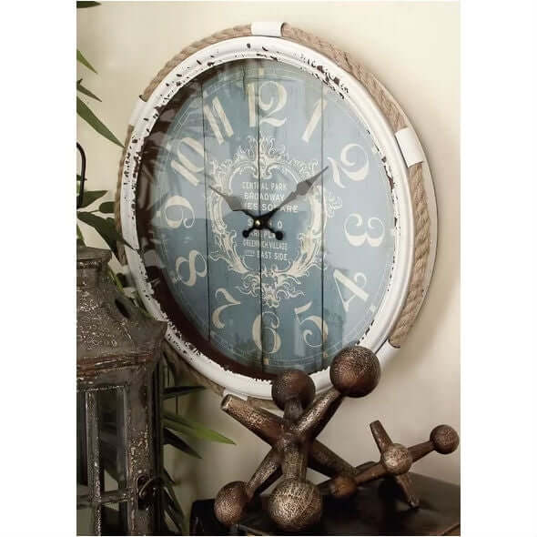 17 - inch Nautical Blue Vintage Style Wall Clock - Hearth Home & Living