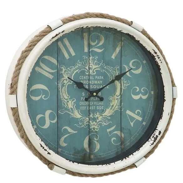 17 - inch Nautical Blue Vintage Style Wall Clock - Hearth Home & Living