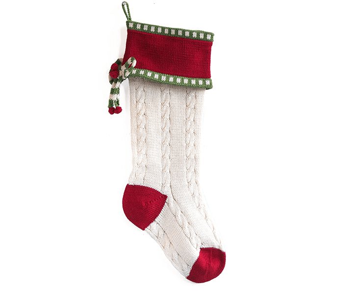 18" Handmade Artisan Christmas Cable - Knit Bow Stocking - Hearth Home & Living