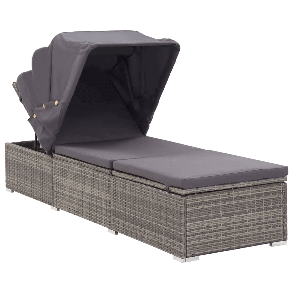Sun lounger with Shade in Gray