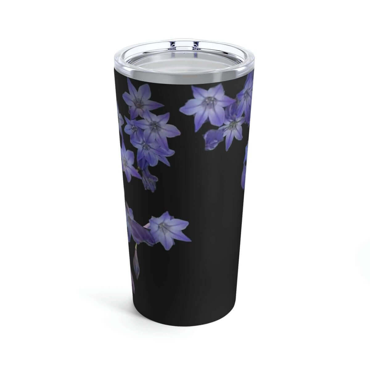 20 Oz. Black Floral Design Tumbler with Clear Lid - Hearth Home & Living