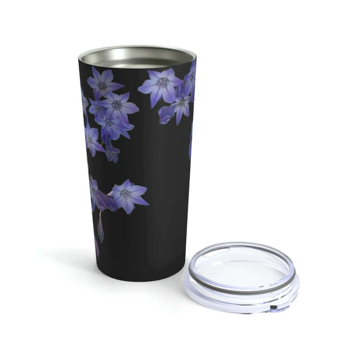 20 Oz. Black Floral Design Tumbler with Clear Lid - Hearth Home & Living