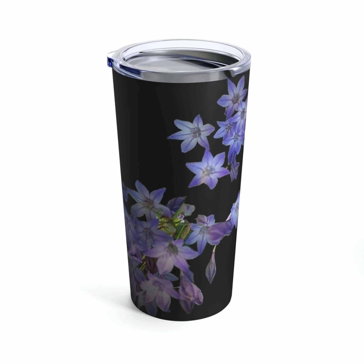 20 Oz. Black Floral Design Tumbler with Clear Lid - Hearth Home & Living