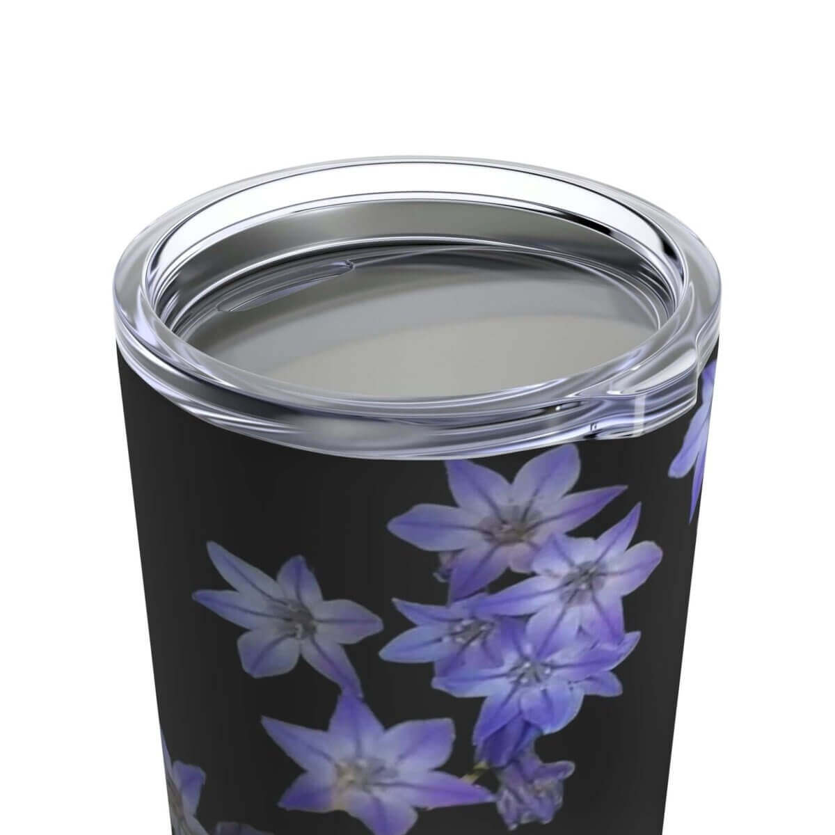 20 Oz. Black Floral Design Tumbler with Clear Lid - Hearth Home & Living