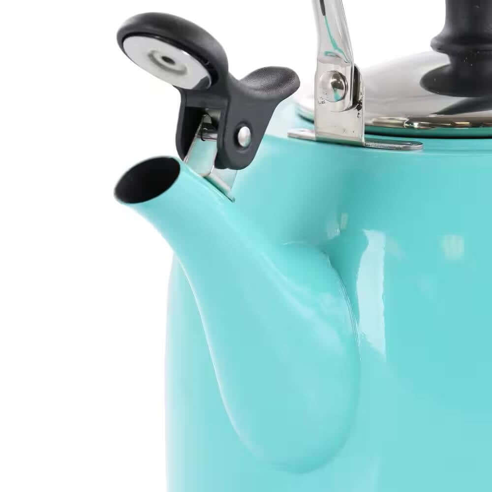 2.2 Quart Aqua Blue Green Teal Turquoise Stainless Steel Whistling Teapot Kettle - Hearth Home & Living