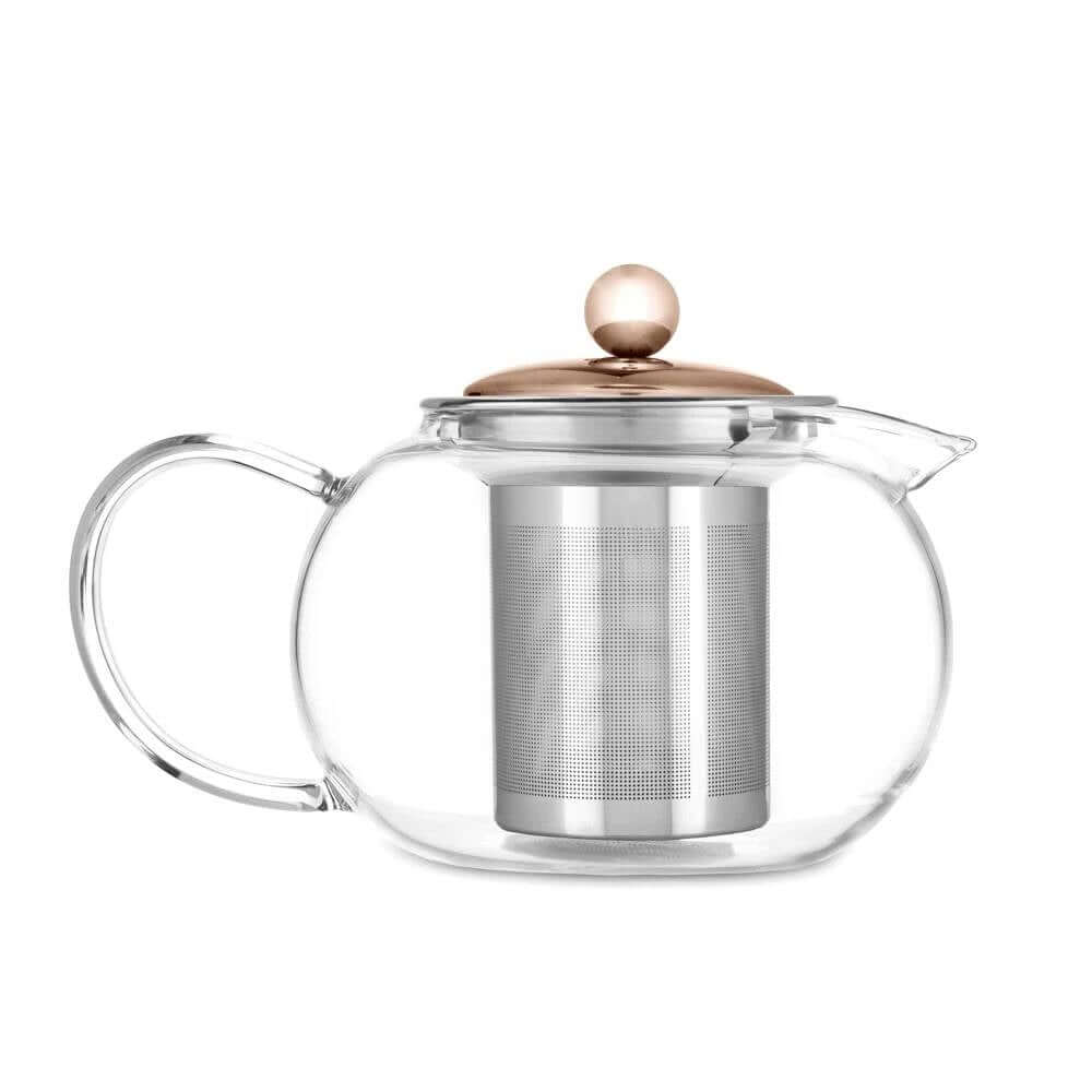 28 oz Glass Teapot with Removeable Rose Gold Stainless Steel Infuser - Hearth Home & Living