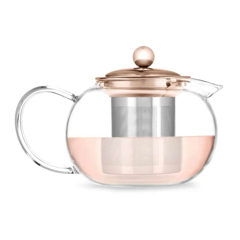 28 oz Glass Teapot with Removeable Rose Gold Stainless Steel Infuser - Hearth Home & Living