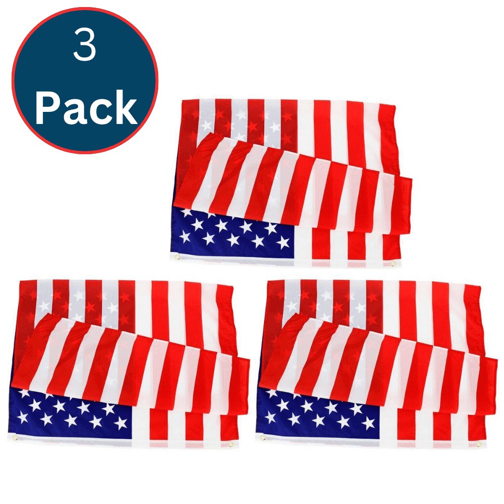 3 - Pack 3x5 Ft. American Flag w/Brass Grommets - Hearth Home & Living