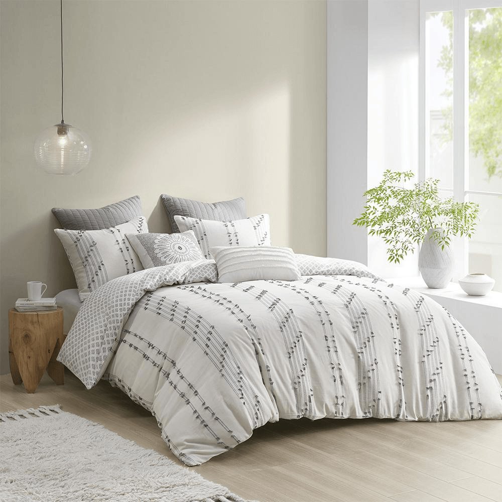 3 - Piece Cotton Jacquard Comforter Set - Kara - Hearth Home & Living