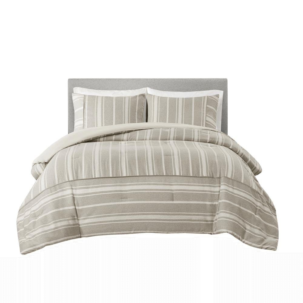 3 Piece Striped Herringbone Oversized Comforter Set - Hearth Home & Living