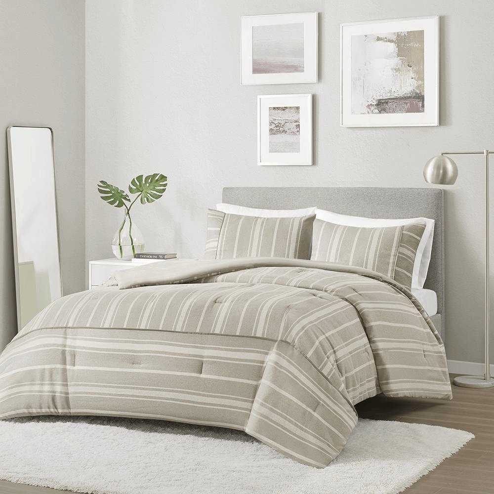 3 Piece Striped Herringbone Oversized Comforter Set - Hearth Home & Living