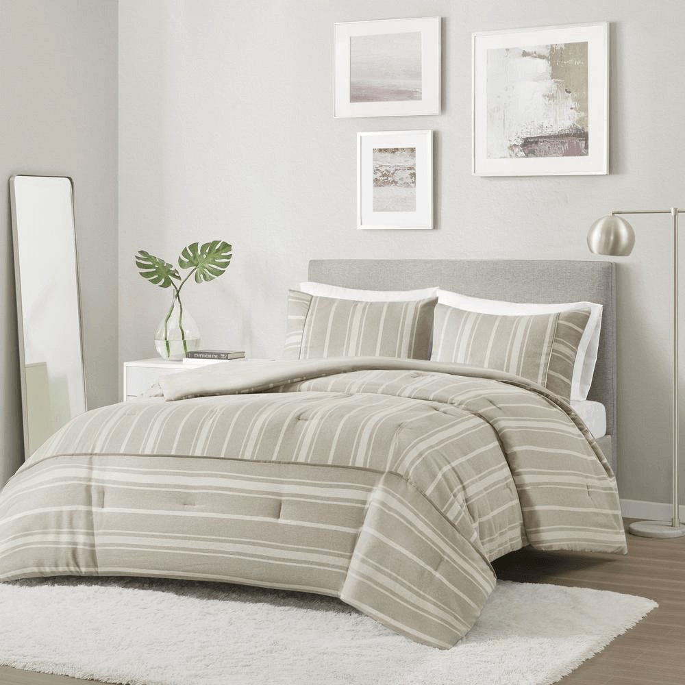 3 Piece Striped Herringbone Oversized Comforter Set - Hearth Home & Living