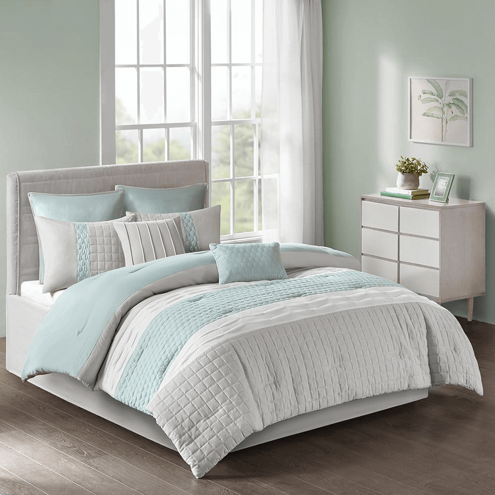 8 Piece Aqua Comforter Set - 7