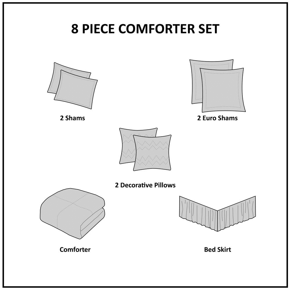 8 Piece Aqua Comforter Set - 8