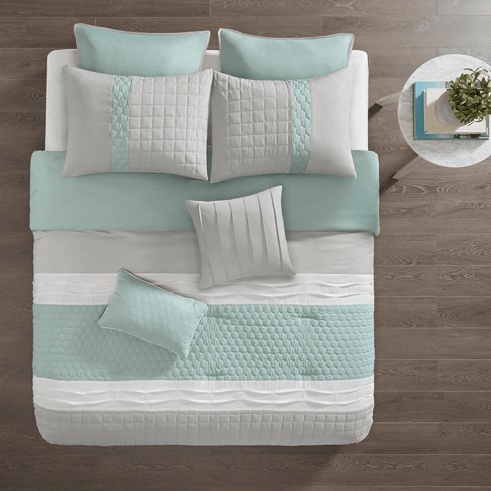 8 Piece Aqua Comforter Set - 9