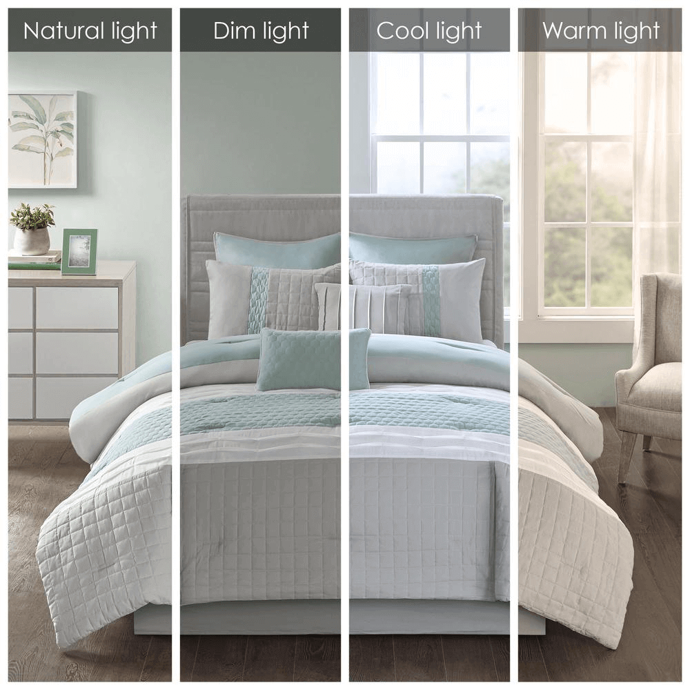 8 Piece Aqua Comforter Set - 10