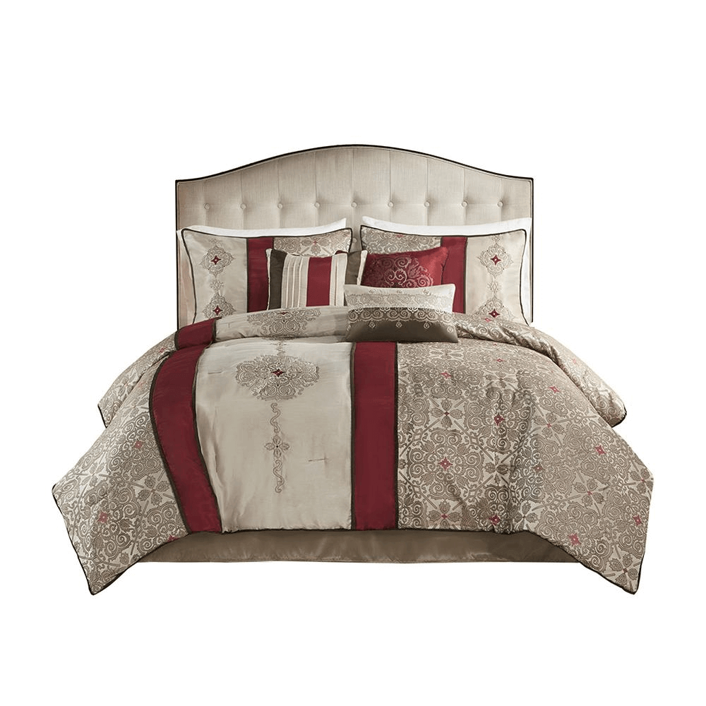 7 Piece Jacquard Comforter Set with Throw Pillows - 9