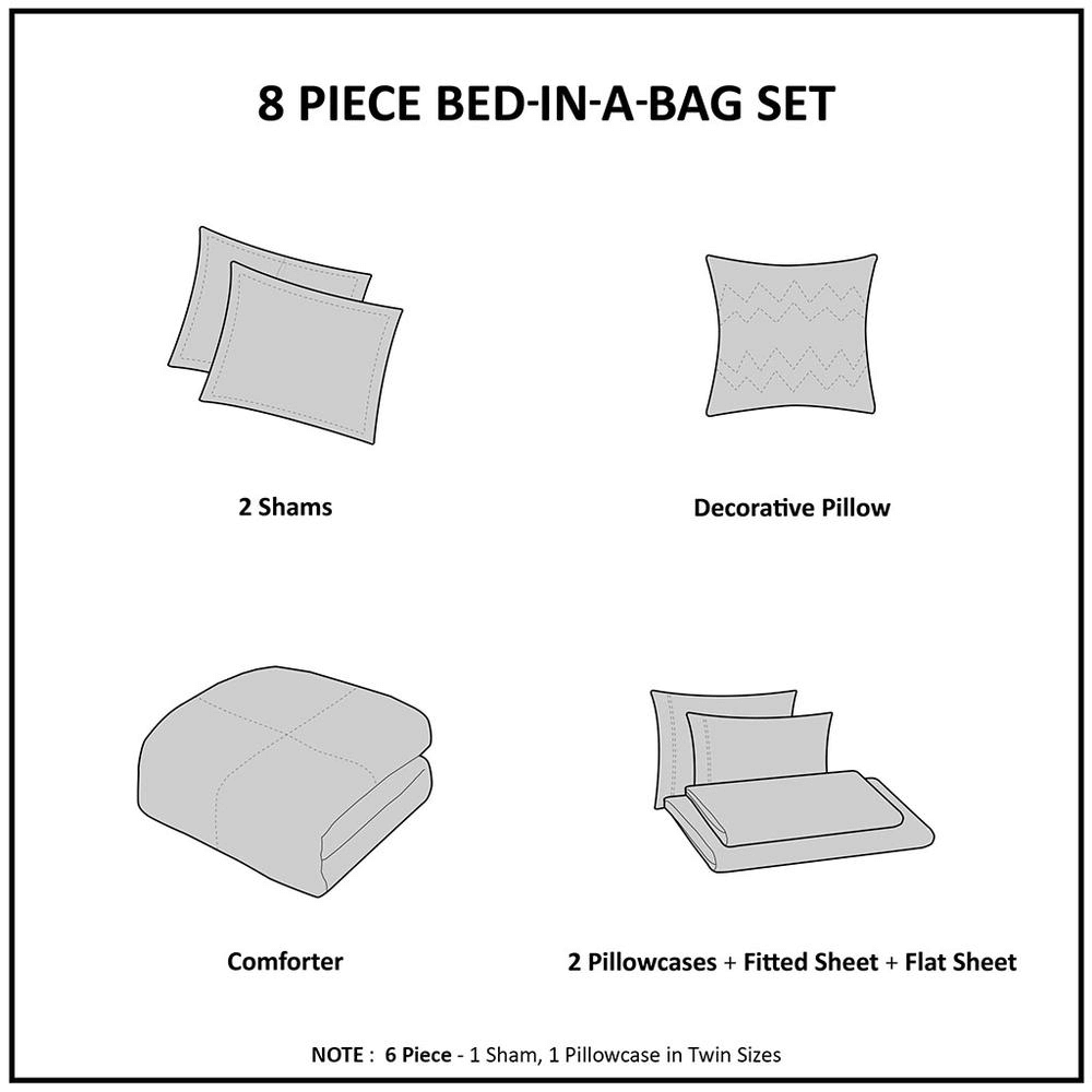 6 Piece Comforter Set with Bed Sheets - 8