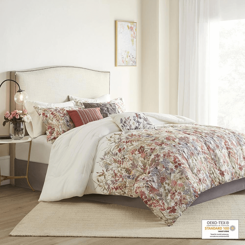 7 Piece Cotton Printed Comforter Set - 8