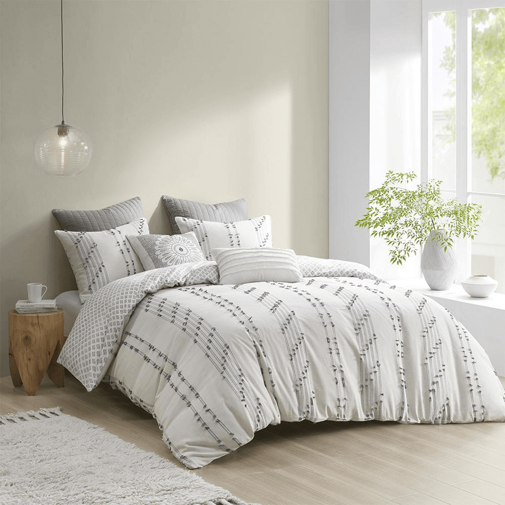 3 Piece Cotton Jacquard Comforter Set - 9