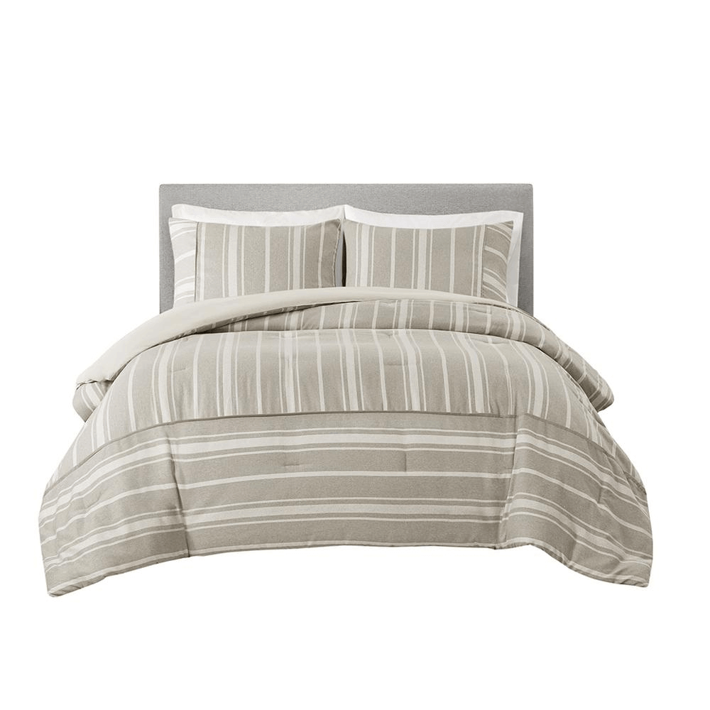 3 Piece Striped Herringbone Oversized Comforter Set - 8