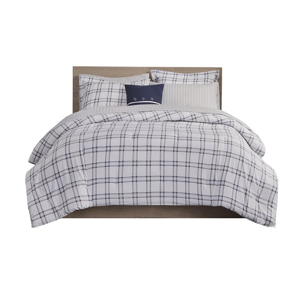 6 - Piece Navy Plaid Comforter Set with Sheets - Hearth Home & Living