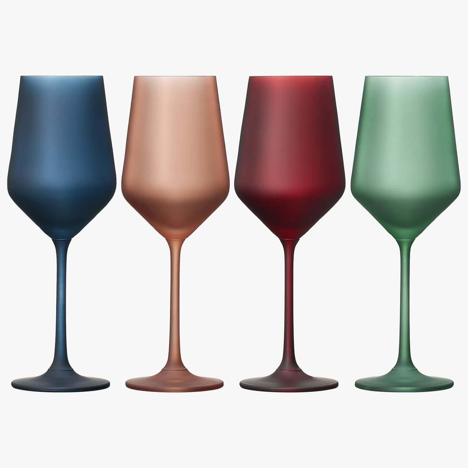 Frosted Colored Crystal Wine Glass | Set of 4 | Italian Style Tall Drinkware-2