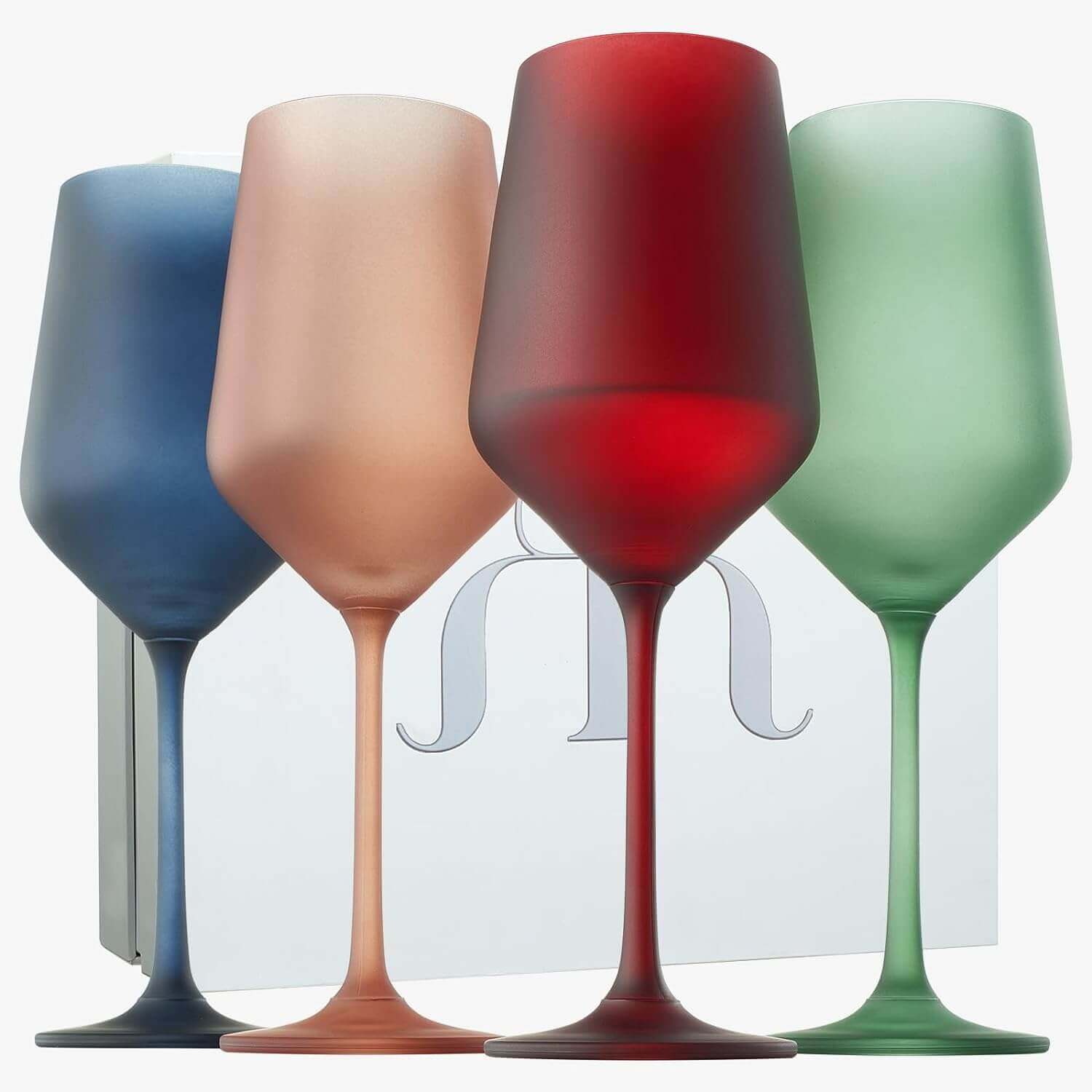 Frosted Colored Crystal Wine Glass | Set of 4 | Italian Style Tall Drinkware-0