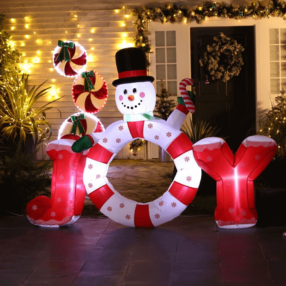 6Ft. "JOY" Inflatable Snowman - Hearth Home & Living