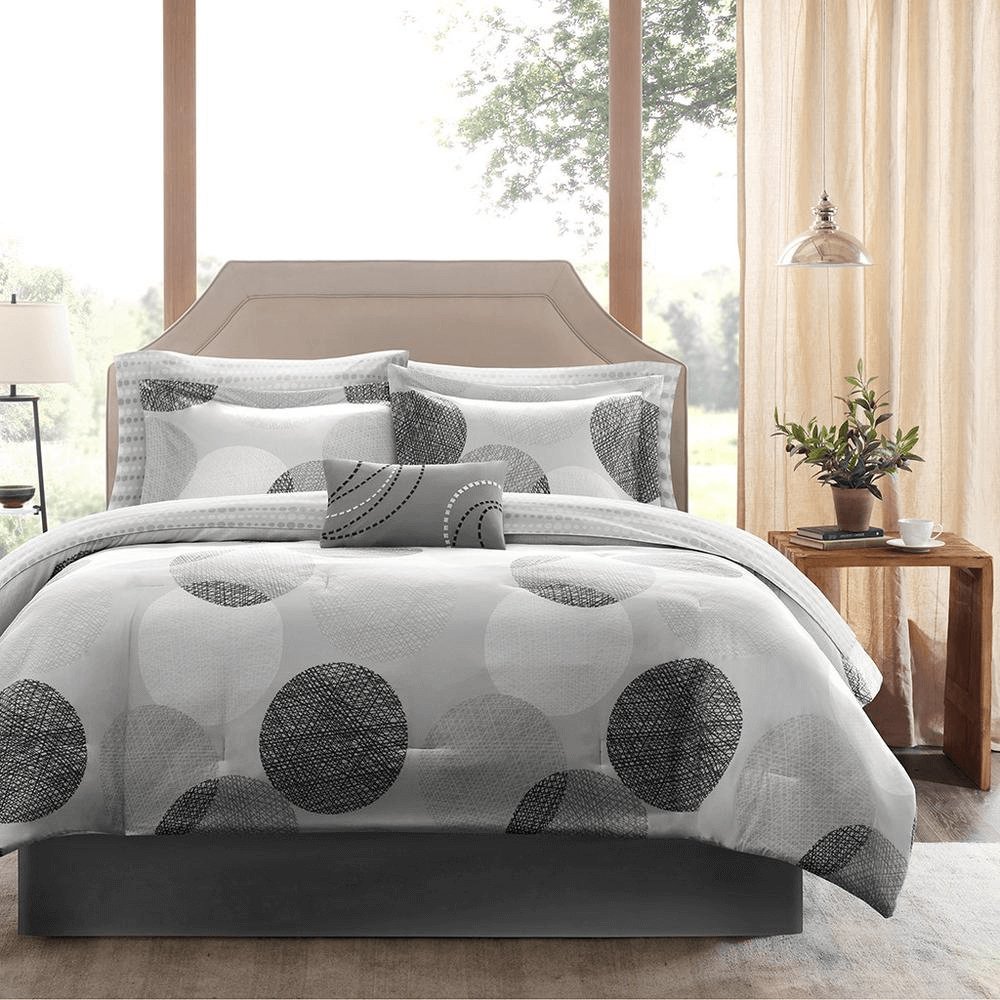 7 Piece Geometric Design Comforter Set with Cotton Bed Sheets - Hearth Home & Living