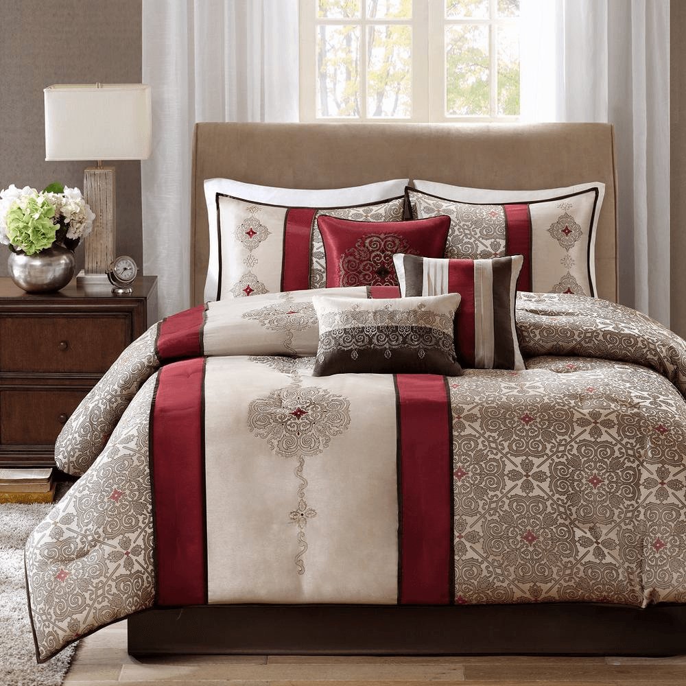 7 Piece Jacquard Comforter Set with Throw Pillows - Hearth Home & Living