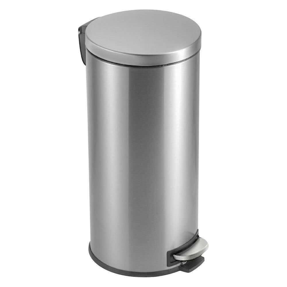 8 - Gallon Round Stainless Steel Step Trash Can Kitchen Bathroom Home Office - Hearth Home & Living