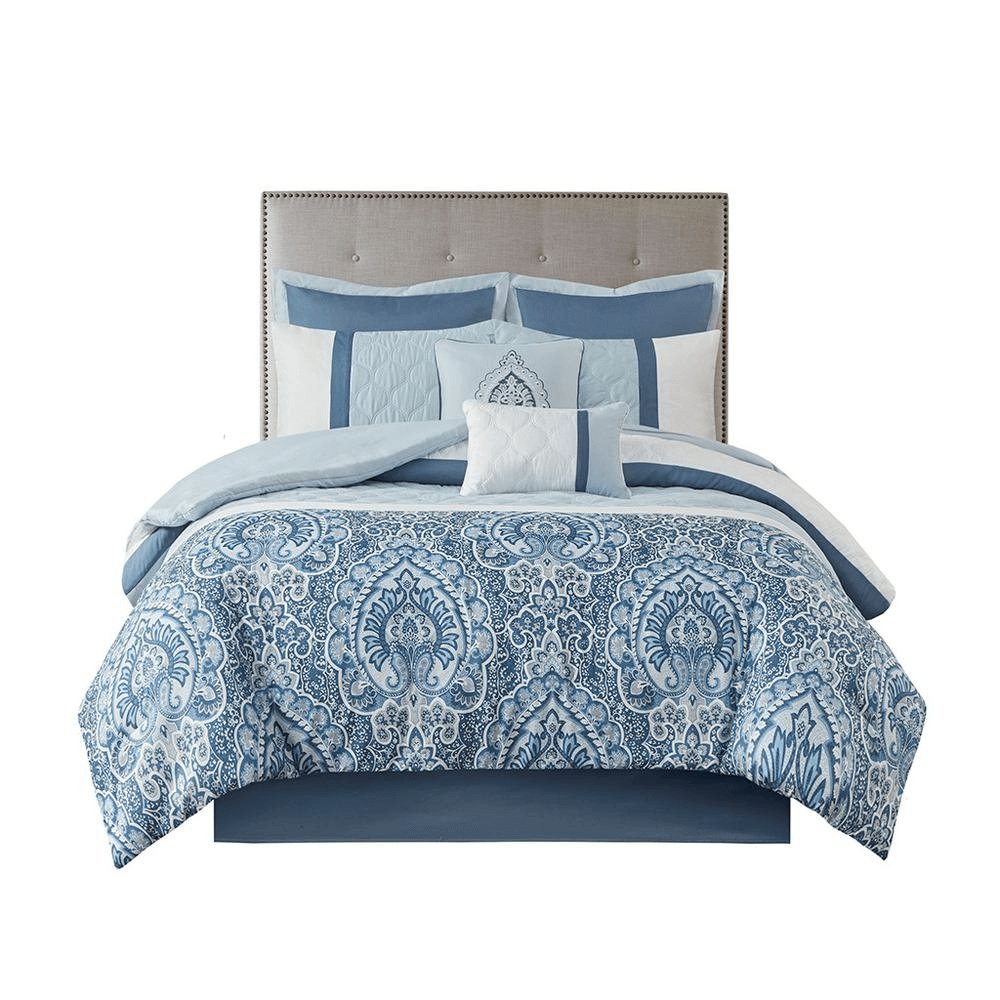 8 Piece Shawnee Comforter Set - Blue - Hearth Home & Living