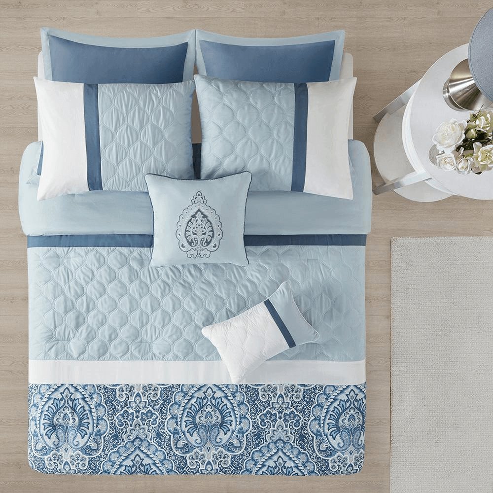 8 Piece Shawnee Comforter Set - Blue - Hearth Home & Living